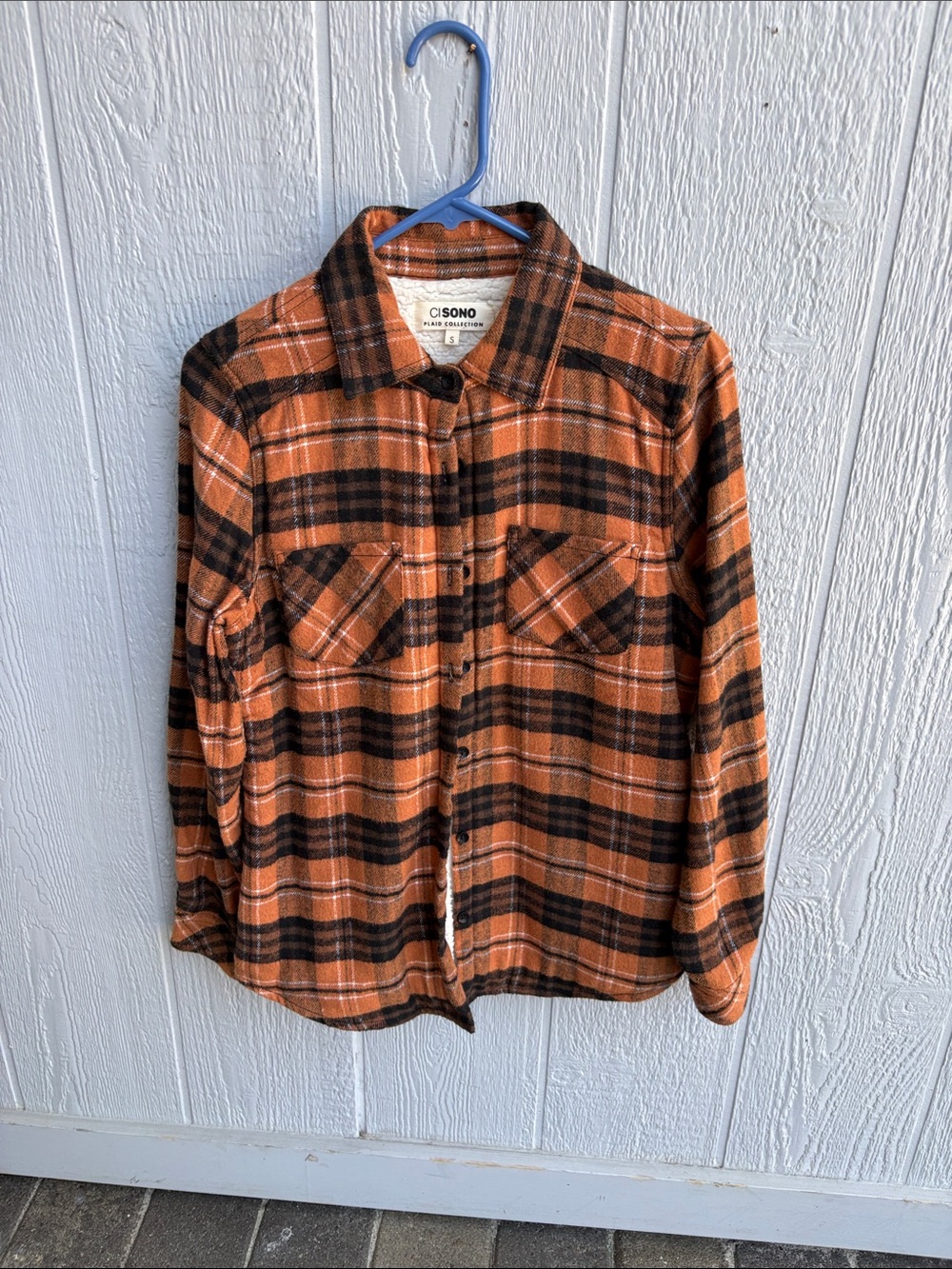 Ci Sono Orange and Black Plaid Women's Button-Up Jacket